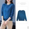 Women's Thin Crew Neck Knit Sweater Spring and Autumn Loose Solid Color Knit Pullover Top