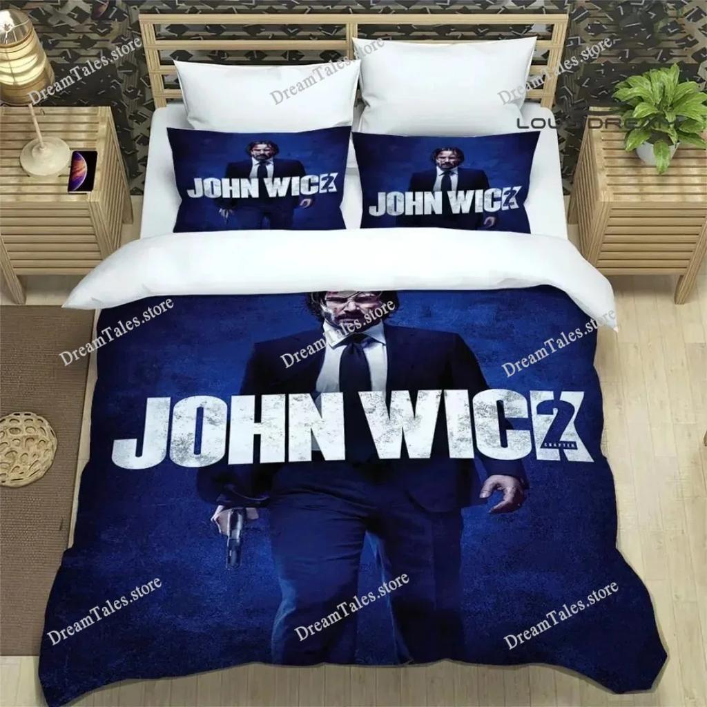 3D-Druck Actionfilme John Wick Steppdecke Bettwäsche-Set Bettbezug Bett-Set Steppdeckenbezug Kissenbezug Bettdecke King Queen Größe Erwachsener