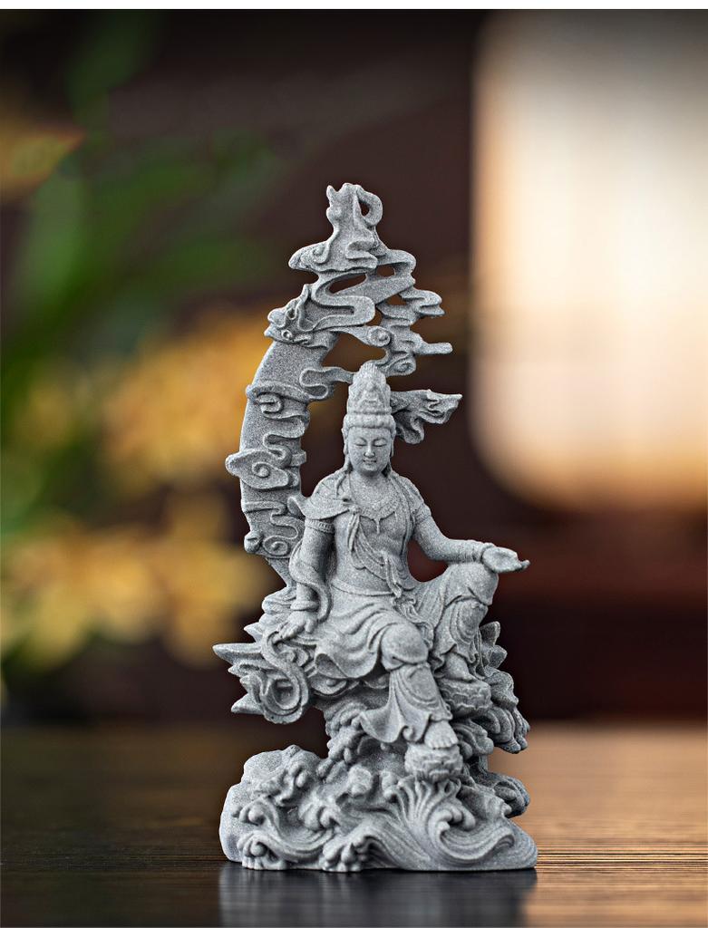 Piaskowiec Tathagata Guanyin rzeźby i figurki Chińskie figury buddyjskie Dekoracja stołu w domu salonie biurze feng shui