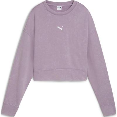 Einfarbiger Logodruck Kurzarm Drop Shoulder Sweatshirt Damen Oberteile Lila 626799-30