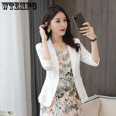 Kleine Anzugjacke Damen Frühling und Sommer Einfarbig Mode Temperament Oberbekleidung Anzug Schlank Anzug Top Sonnenschutz Hemd