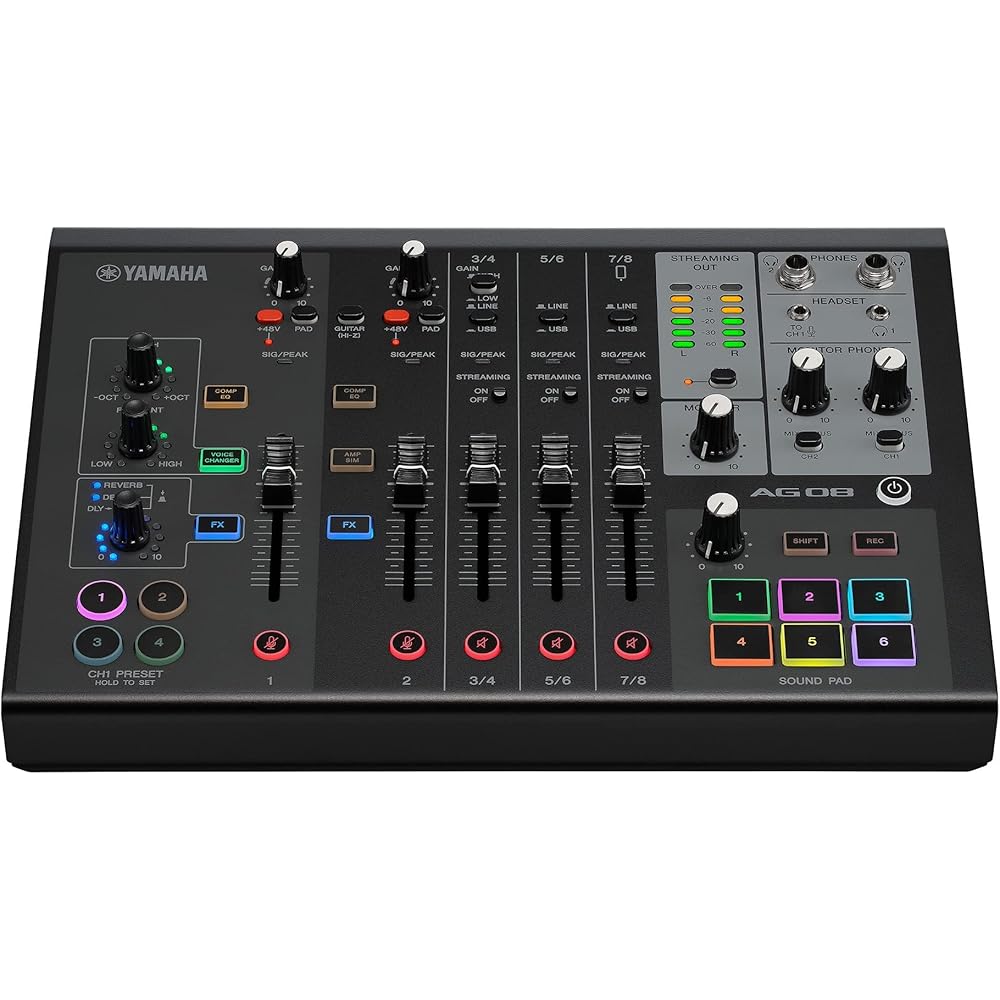 YAMAHA YAMAHA Live Streaming Mixer Live Streaming 8 Channel Built-in Voice Changer Black AG08 B