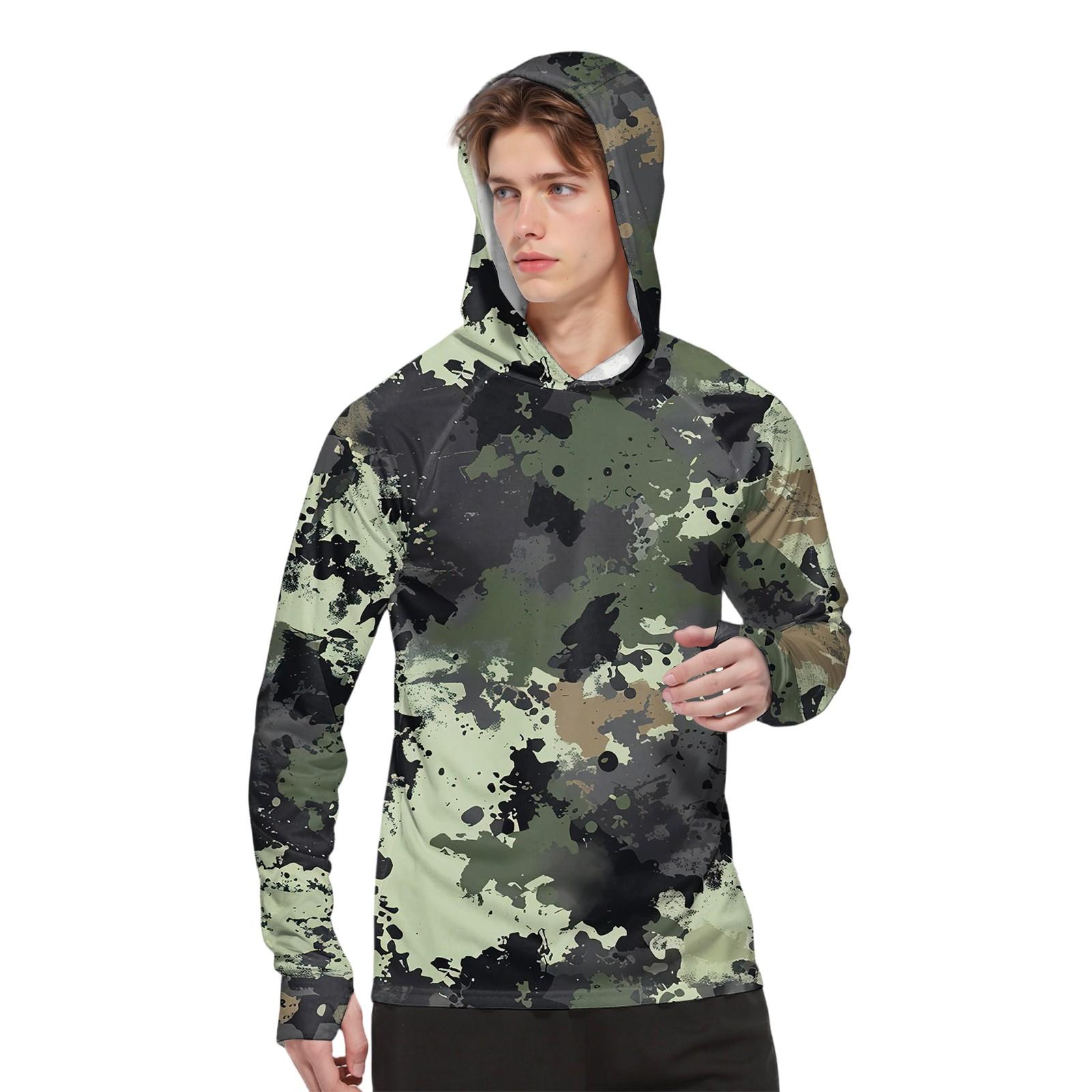 

Чоловіча модна сорочка з принтом з довгим рукавом, худі з SPF/УФ-захистом M чорний