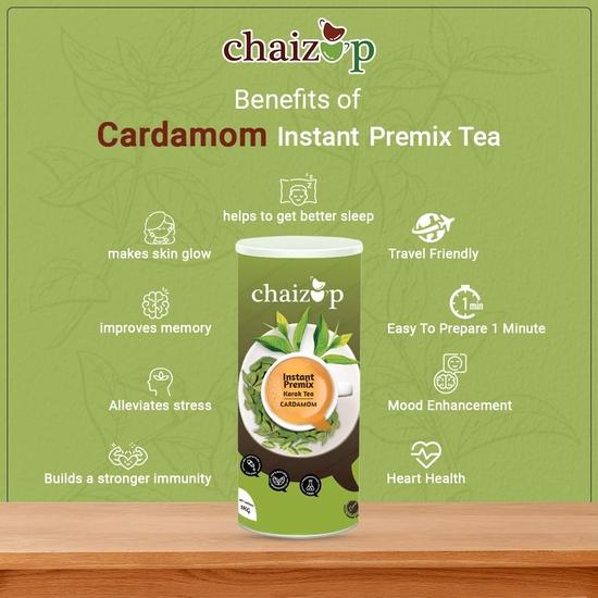 Chaizup Premium 1 Min Instant Cardamom Tea Premix - 1kg Can | Cardamom Flavours | Approx. 72 Servings | 1kg
