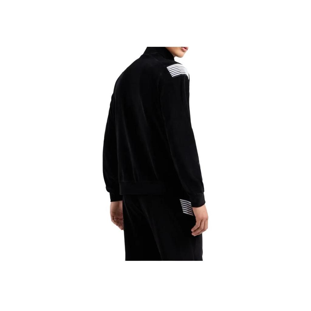 Emporio Armani EA7 FW24 Letter Logo Label Stand Collar Zipper Loose Long Sleeve Sweatshirt Men sweatshirt Black 6DPM54-PJLXZ-1200