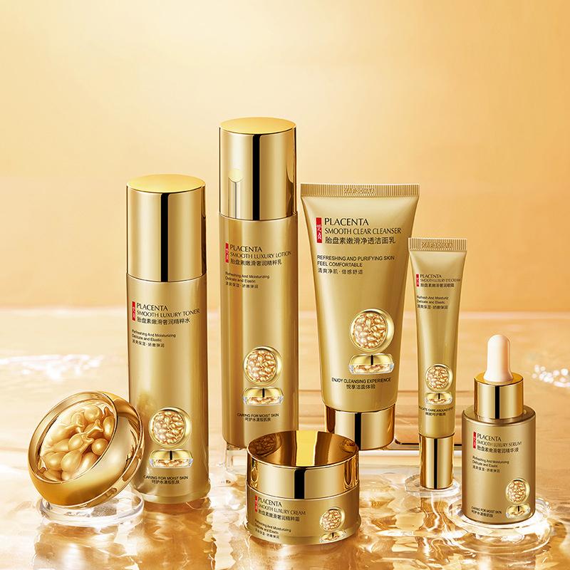 Placenta Tender Hydrating Seven-piece Moisturizing Skin Care Product Set Hydrating and Refreshing Lotion Set Skin Care