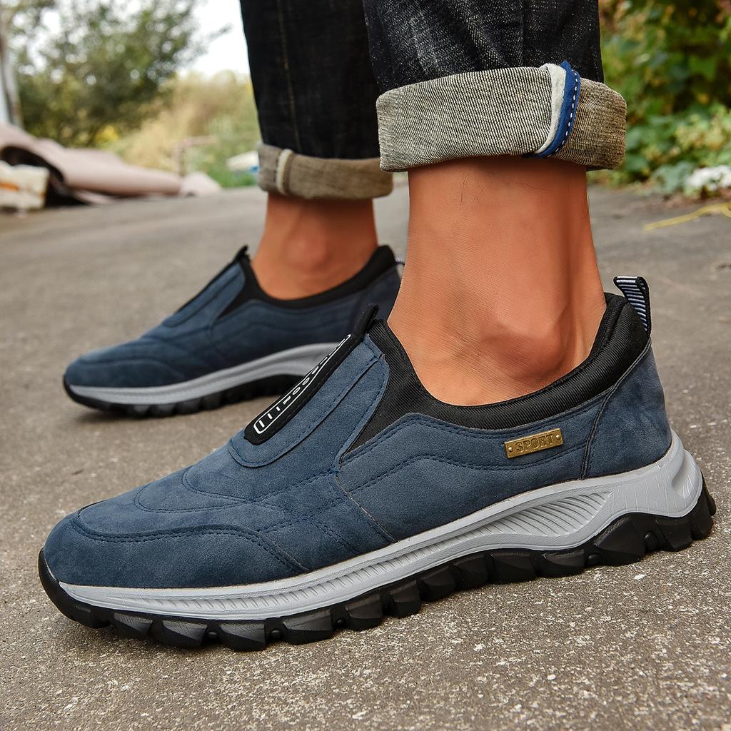 Outdoor Couple Jogging Trainers Men's Light Hiking Shoes Faux Suede Leather Women Trekking Walking Tactical Sneakers Footwear