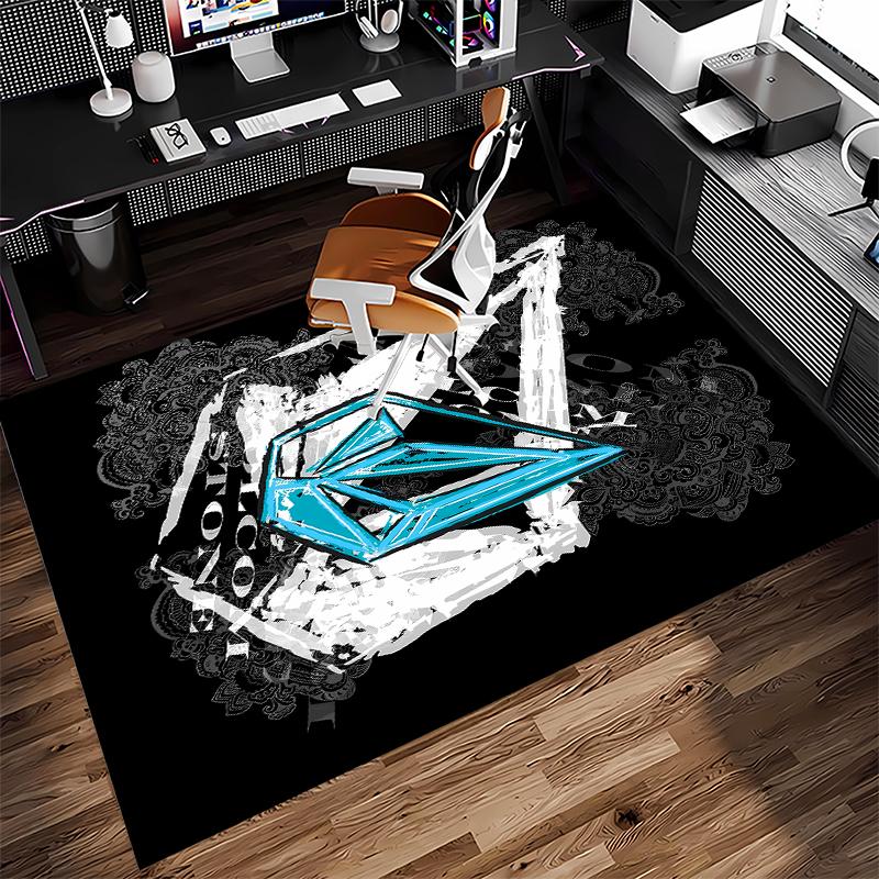 1pc V-VOLCOM LOGO5 Print Area Rug - Soft, Washable Non-Slip Indoor Mat for Office Chairs, Living Room, Home Office Decorative Rug