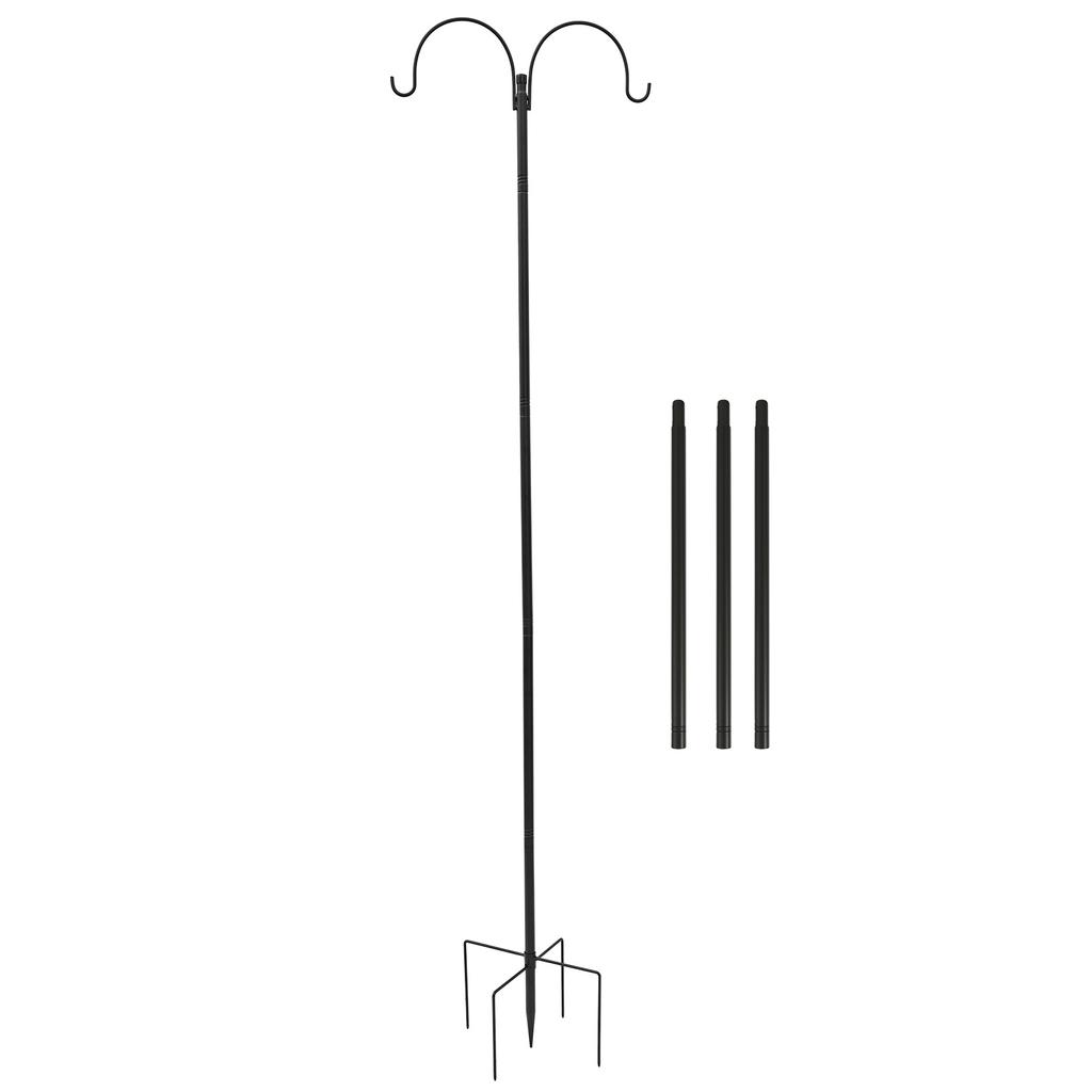 Double Shepherd Hooks Adjustable Outdoor Plant Hanger Hook Inserting Garden Decor Lawn Lanterns Bird Feeders Hook