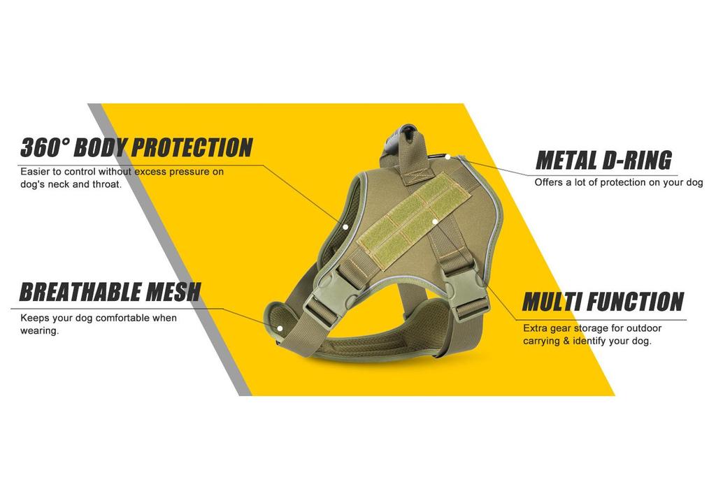 Tactical Anti-Pull Dog Harness & Leash for Medium to Large Breeds - Ideal for Border Collies & Golden Retrievers