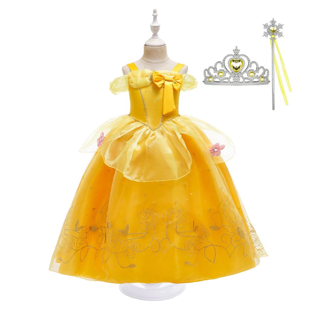 Dětské princeznovské šaty pro dívky Belle párty kostým Dětské Halloweenské Vánoční párty Elegantní šaty