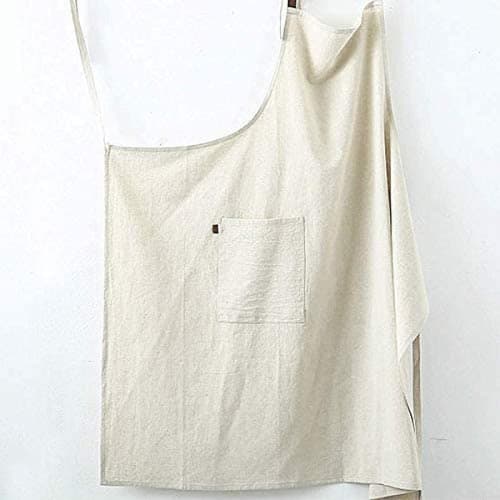 Sverkill Linen Apron, Simple, Nordic Style, Solid Color, Cafe Apron, Women's and Men's, Natural Color, Long Length, Suitable for Kitchens, Cafes, Rest