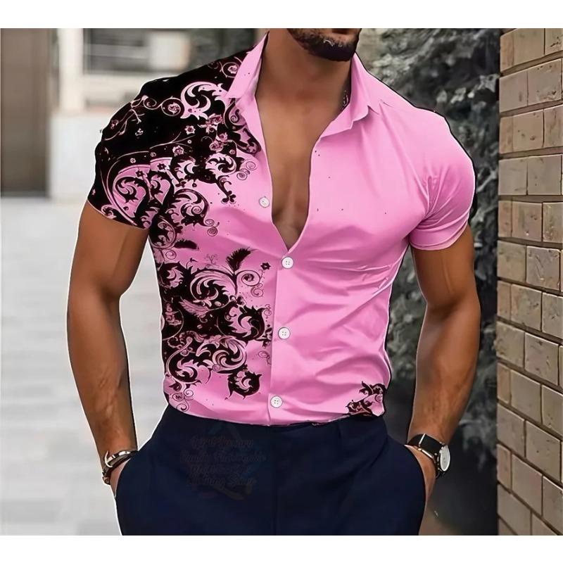 Camicia a righe blocchi da uomo Camicia con bottoni Manica corta casual Moda Casual Quotidiano Vacanza Estate Primavera Camicie