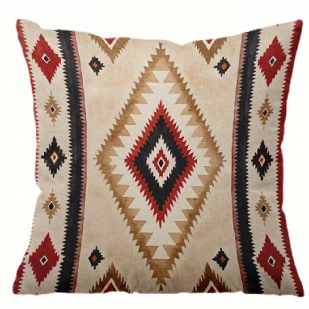 1Pc Boho Style Tribal Pillow Cover, Ethnic Themed Decor, Perfect For Living Room & Bedroom, Stylish Cushion For Home Aesthetics
