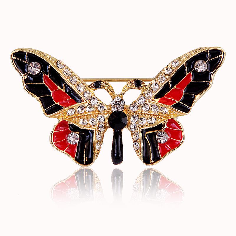 Lanhao Fashion Butterfly Brooch - Colorful Alloy with Diamonds, Women's Versatile Accessory