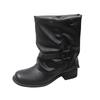Fashion Trendy 2025 New Women's Side Pull Boots Vintage Mid Calf Leather Buckle Round Toe Wrinkled Comfortable Best Seller Ankle Boots