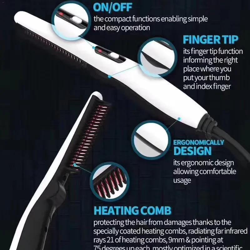 Multifunctional Hair Comb Brush Beard Straightener Hair Straighten Electric Beard Straightening Comb Quick Hair Styler For Men