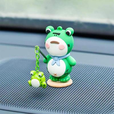 Bonito Resina Mini Sapo Desenho Animado Carro Console Exibição Decoração Carro Ornamento Estátuas Miniatura Fadas Jardim Estatuetas