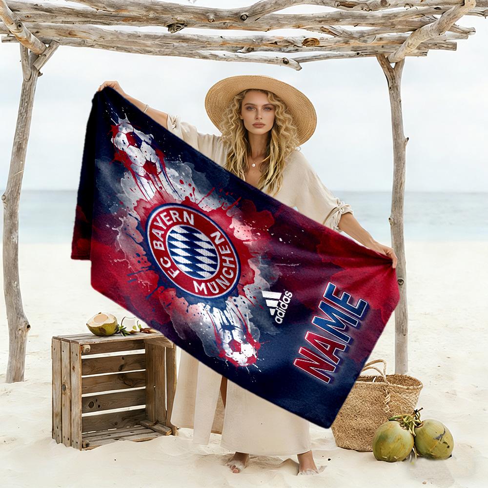 Bayern Munich Champions Customized Name Beach Towel Super Soft & Absorbent Suitable for Sports Travel Swimming Yoga Bathroom Beach And Pool