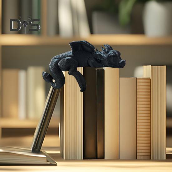 Sleeping Dragon Bookshelf Decor 3D Printed Dragon Figurine Book Nook Sleeping Dragon Shelf Decoration for Book Lovers And Fantasy Enthusiasts