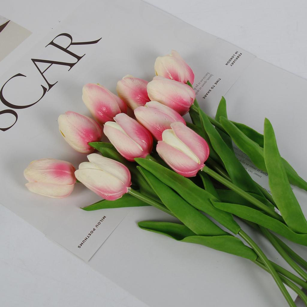 10 Pcs Tulips Simulated Flower Wedding Fake Flower Bouquet Shooting Props Home Living Room Decoration PU Simulated Flower
