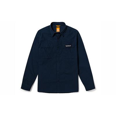 Simple Letter Print Work Fashion Casual Long Sleeve Shirt Men Shirts Dark-Sapphire-Blue A22AZ-433