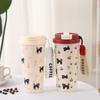 Cute 550ml Water Cup Leak-proof Double Drinking Plastic Cups Large Capacity Carrying Rope Water Bottle Student
