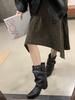 New short boots pointed belt buckle thick heel mid boots French versatile Martin boots slim high heel pant boots