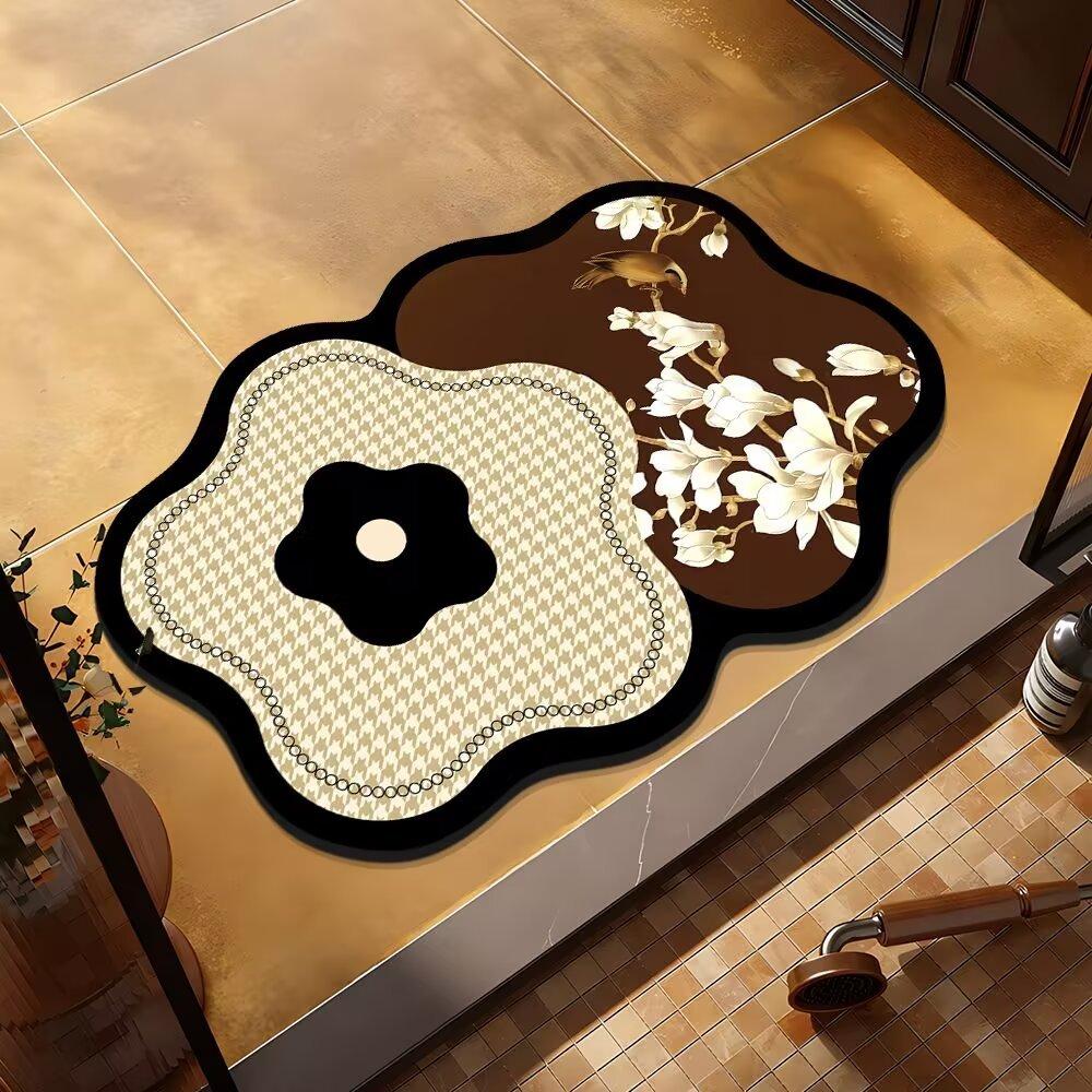 Special-shaped Flower Bathroom Floor Mat Washroom Door Wash Under Non-slip Absorbent Wear-resistant Foot Mat Door Mat