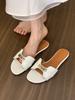 One-word Slippers Women's Summer Wear 2025 New Korean Version Fairy Casual Large Size Retro Flat-bottomed Beach Sandals