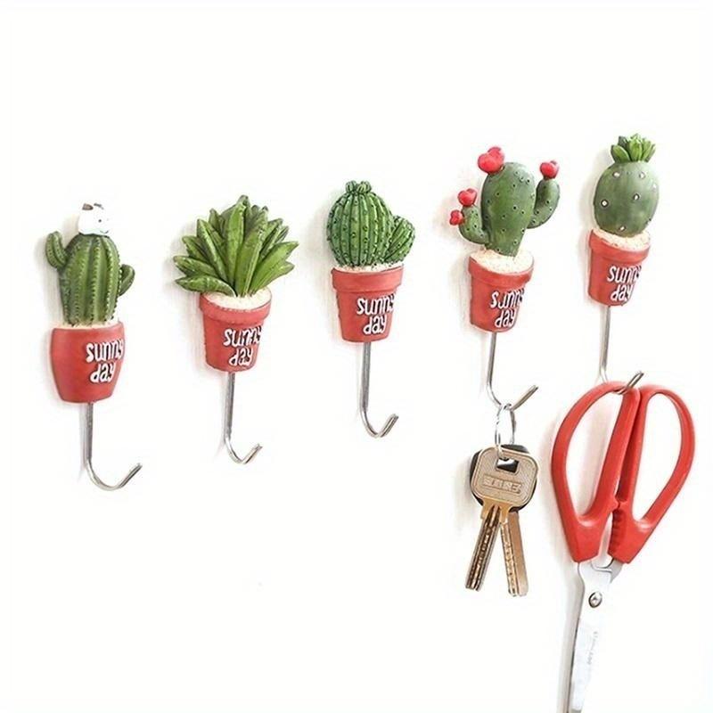 Creative Home Kitchen Hooks Succulent Shape Potted Wall Hangers Fashion Decor 2025