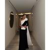 Fall Winter Sexy Floral Flowy Wrap Evening Gown for Women, European American Style Party Formal Dress for Crossborder