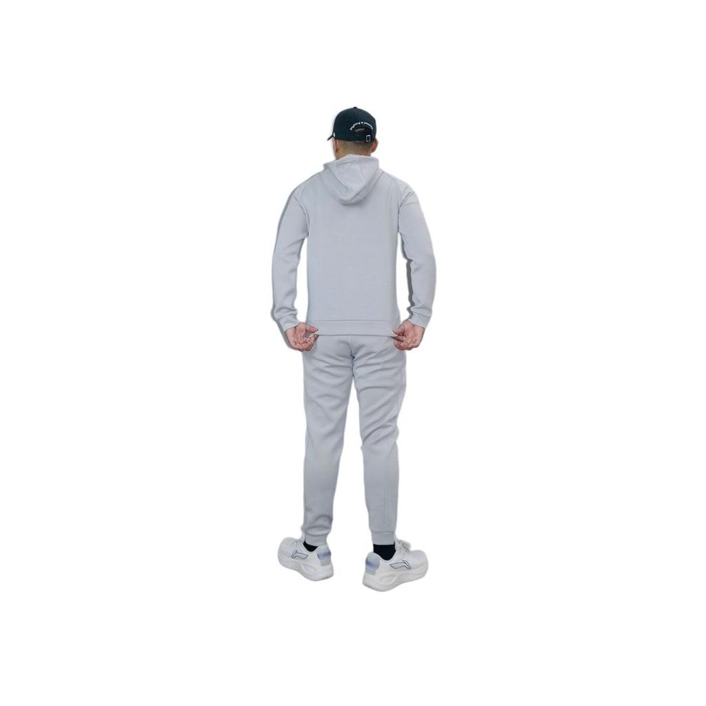 Li-Ning Fitness Series Solid Logo Print Zip Hoodie Men Hoodie Gray AWDS791-4