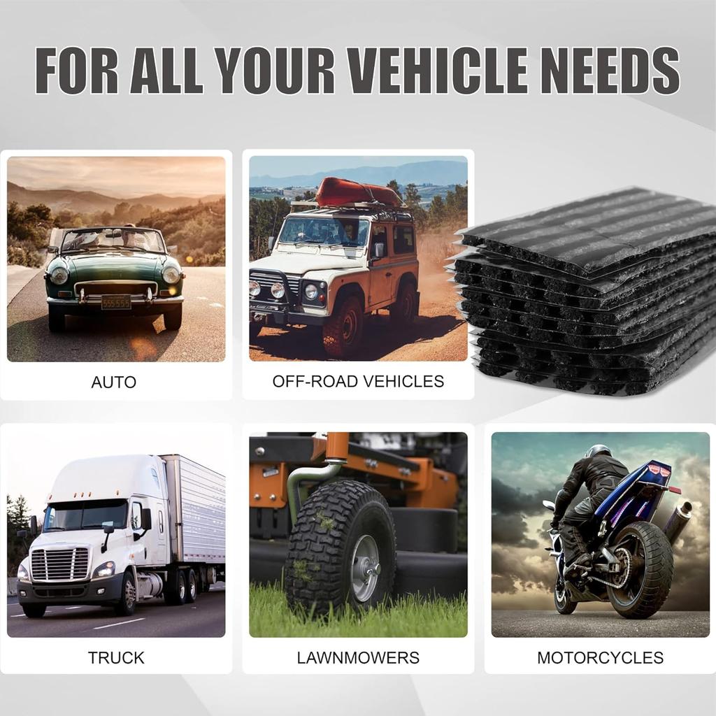 Tire Repair Strings 90Pcs 4" Black, Automotive Tool Tire Repair Plugs For Tubeless Off-Road Tires Car, Bike, ATV, UTV, Wheelbarrow, Mower