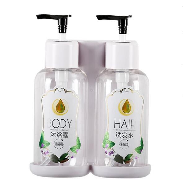 Luxury Plastic Wall Mounted Hanging Liquid Hotel Soap Dispenser Shower Gel and Conditioner Shampoo Bottle With Lotion Pump