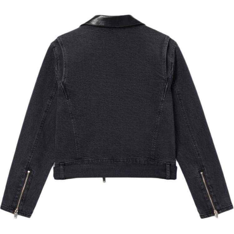 Levis Comfortabele Effen Kleur Slim Fit Faux Lederen Kraag Lange Mouw Denim Jas Dames jassen Zwart 002YK-0000