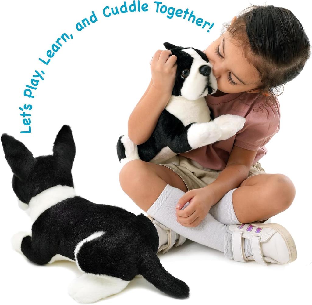 [VIAHART] Boston Terrier "Baxter" Plush Toy – Black & White, Size M (Approx. 30 cm), Soft Dog Plush, Machine Washable