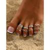 8 Pcs Fashion Style Ladies Stainless Steel Multi-Layer Flower Heart Shaped Foot Ring Suitable for Parties
