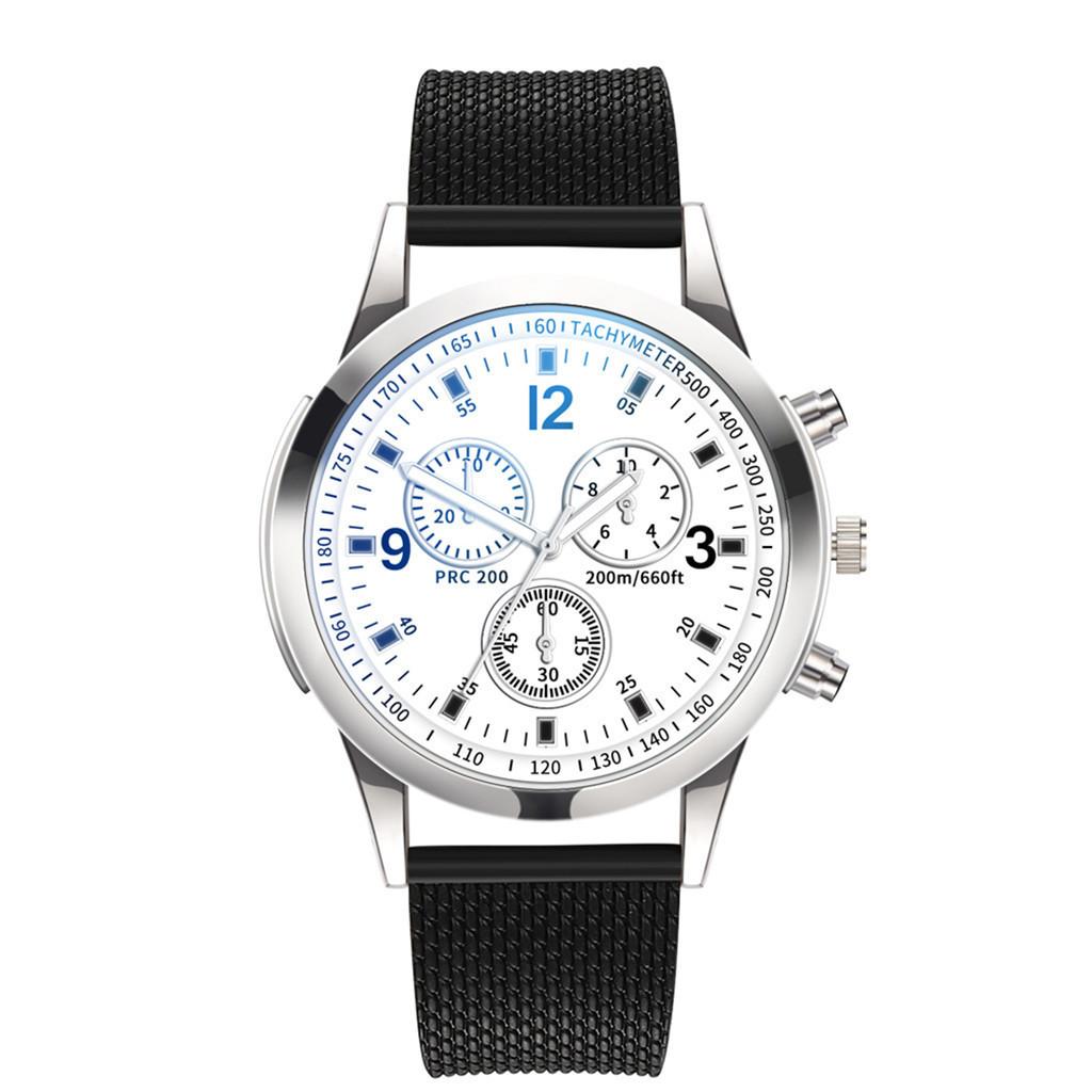 Colorful Blue Light Glass Three-Eye Steel Belt Watch, Men'S Quartz Watch Gift Men'S Watch