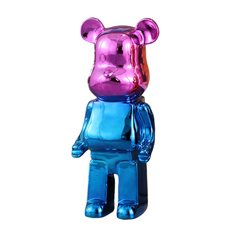 Gradient Electroplated Decorative Bear Figurine - Large Cartoon Money Box for Living Room TV Cabinet
