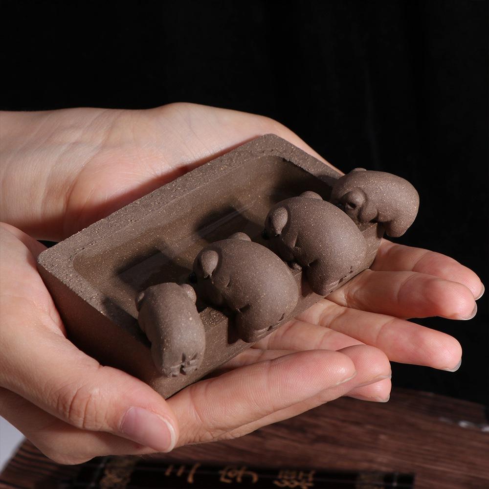 Little Pigs Drink Water Purple Clay Tea Pet Creative Tea Pet Ornaments Craftsmanship Gift
