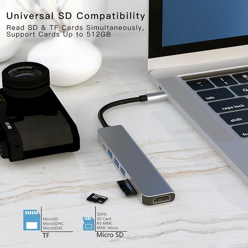 7-in-1 Type-C Portable Docking Station: Display, Charge, Screen Mirror - Aluminum Alloy