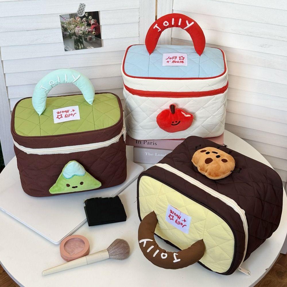 Dopamine Color Handheld Cosmetic Case House-shaped Toiletry Bag Cute Cabin Makeup Bag  Travel