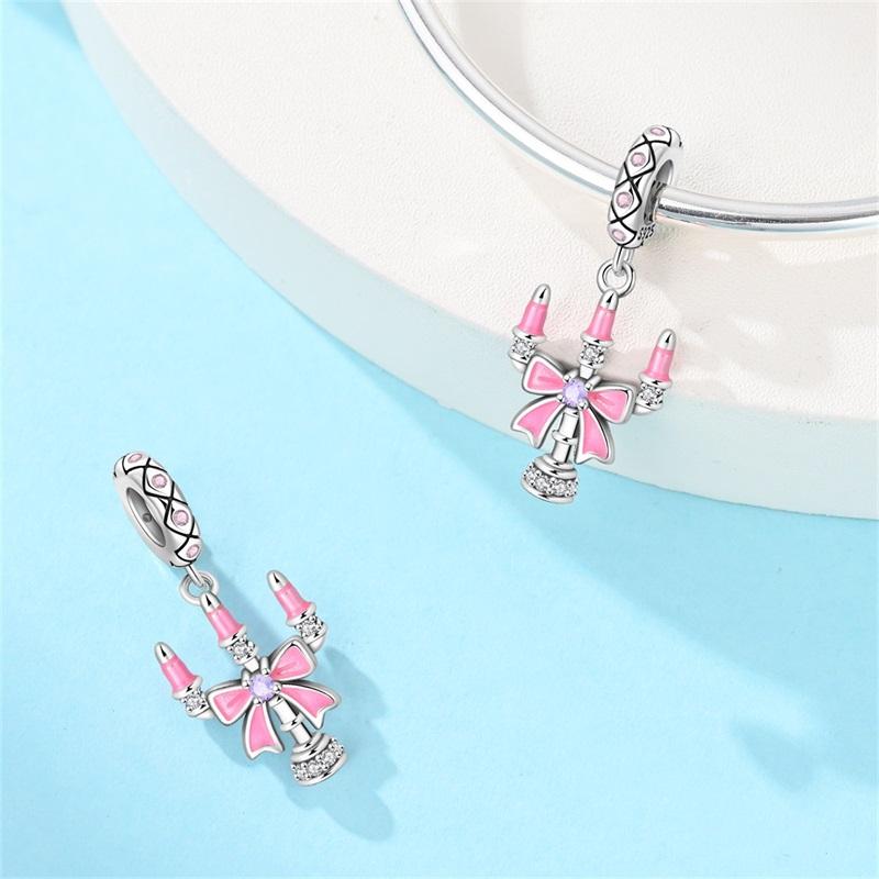 Original Charms Beads Copper Pink Candlelight Dinner Pendants For Woman Romantic Sense Of Ceremony Diy Jewelry