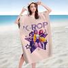 1 pièce Serviette de plage à capuche Groupe K-POP Enfants Imprimé Étoile Dessinée Microfibre Séchage Rapide Serviette de Bain pour Piscine Bain