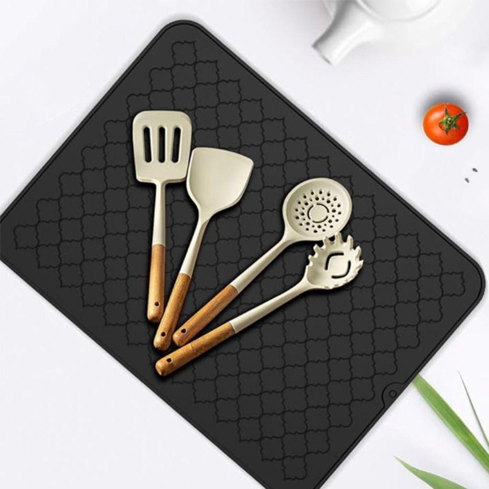 Silicone Tableware Drain Pad Heat-resistant Insulation Pad Dish Drying Mat  Kitchen Counter