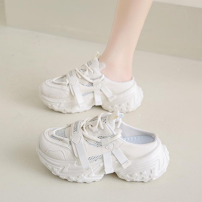 New half slippers women's 2025 summer student sports running shoes casual shoes with increased soles can be worn