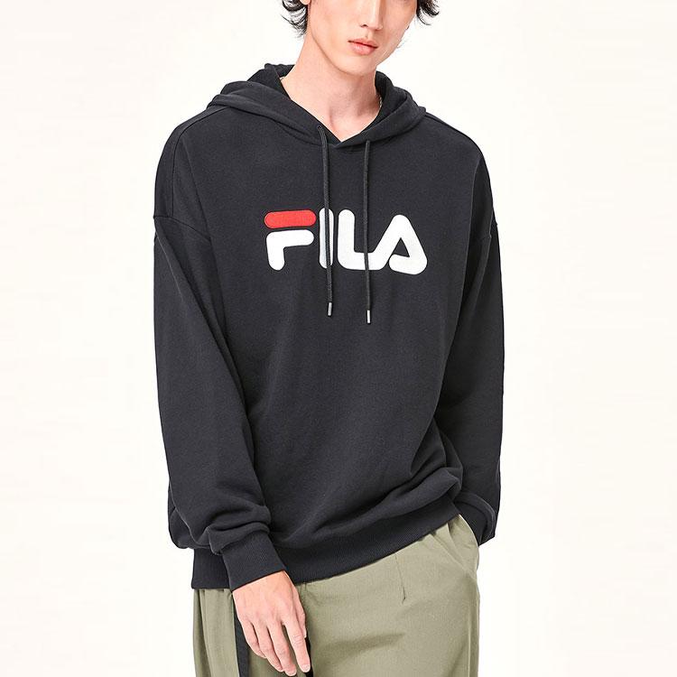 FILA Embroidered Logo Loose Sports Hoodie Unisex hoodies Black F51U138298F-BK