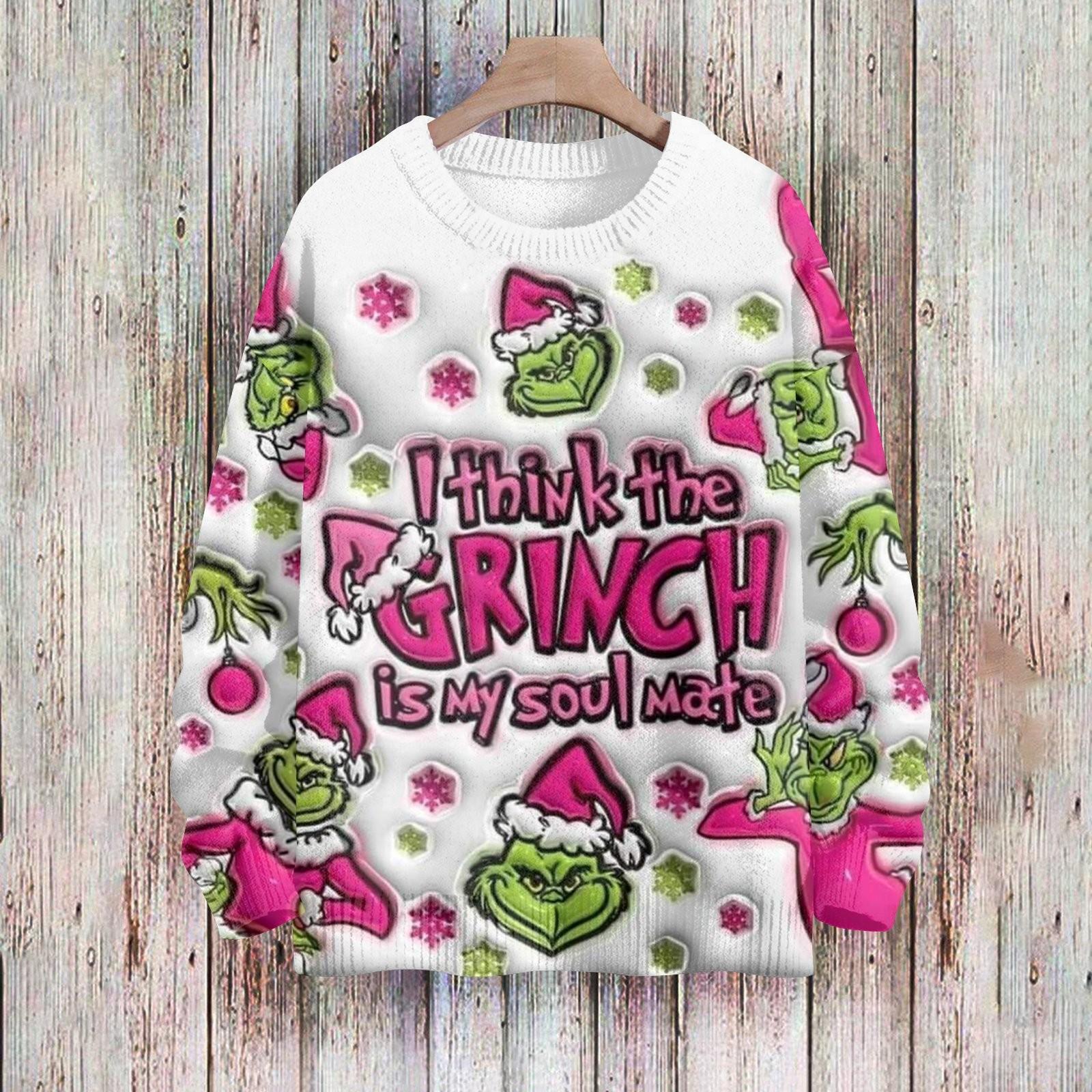 

Рождественские толстовки для женщин Вязаный свитер Милая рубашка Осенний свитер с круглым вырезом Топы M розового золота