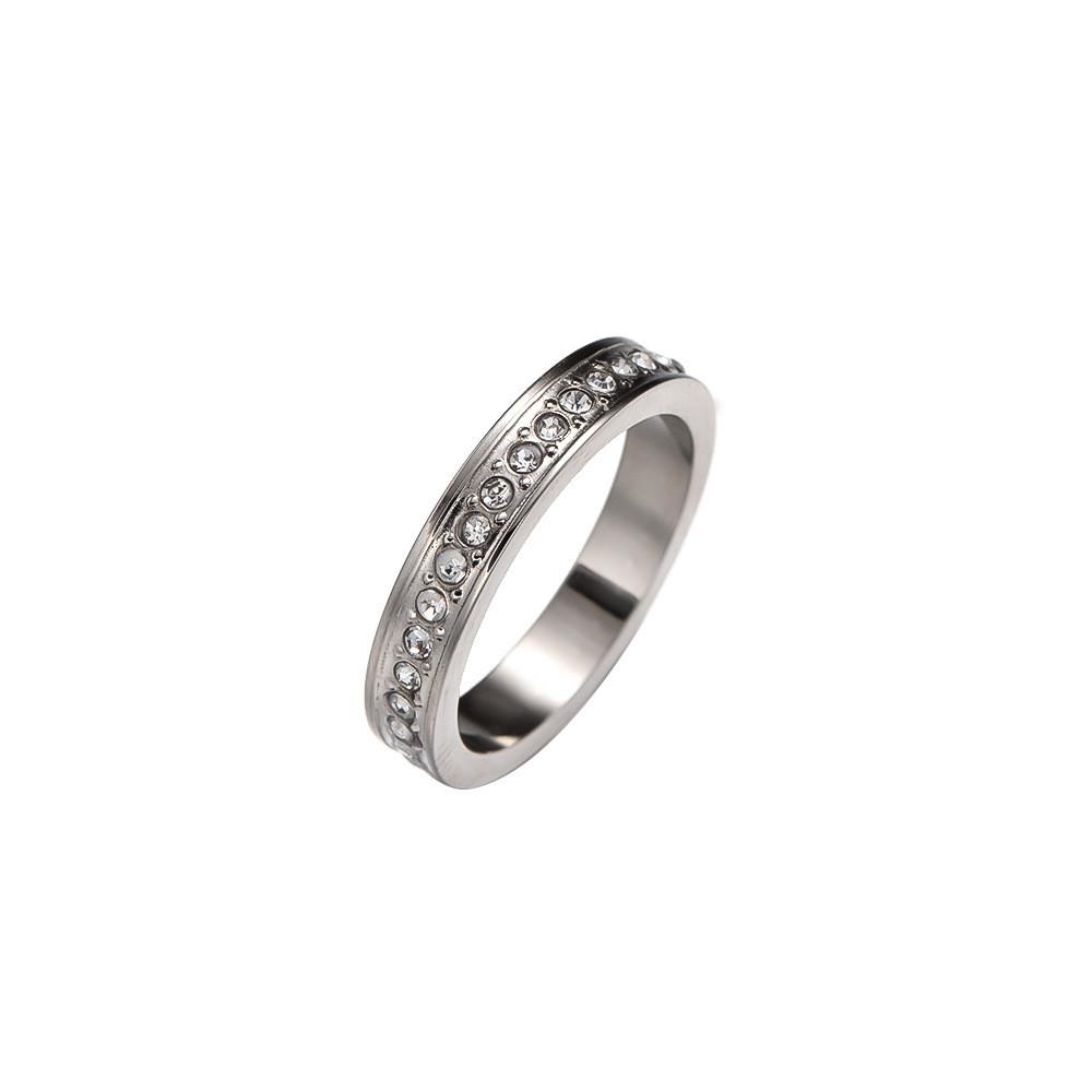 Titanium Steel Geometric Jewelry With Zirconia For Gift And Engagement Size7
